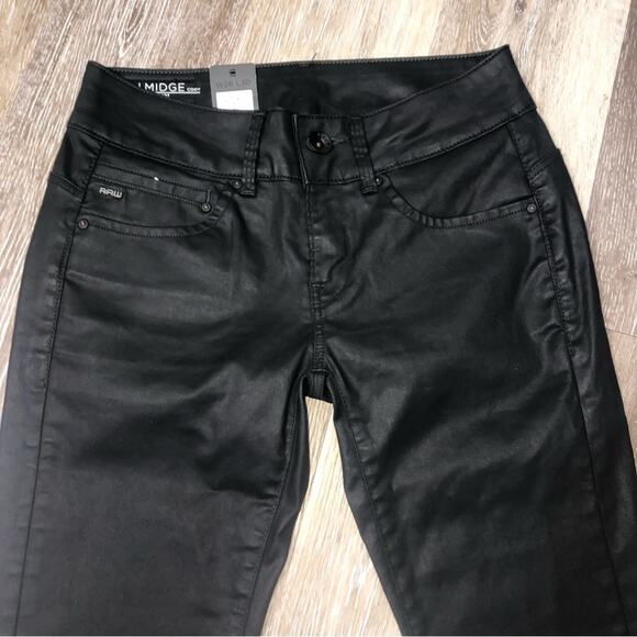 G-Star Raw Midge Cody Coated Distro Black Stretch Mid-Rise Skinny Jeans 26 NWT - Picture 3 of 10